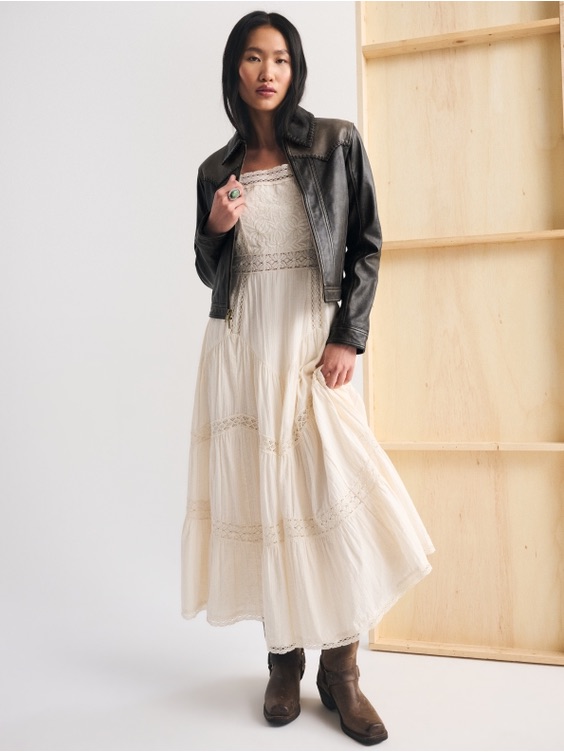 Kemo Sabe X Abercrombie & Fitch Puff Sleeve Lace-Pieced Maxi Dress Xs — image 6 of 8